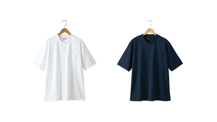 カットソー：スロープネック半袖Tシャツ（ポケット付）（男女兼用）