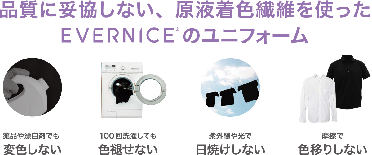 原液着色繊維を使ったEVERNICEのユニフォーム